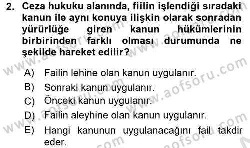 Ceza Hukukuna Giriş Dersi 2017 - 2018 Yılı (Vize) Ara Sınav Soruları 2. Soru