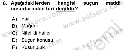 Ceza Hukukuna Giriş Dersi 2017 - 2018 Yılı (Vize) Ara Sınav Soruları 6. Soru
