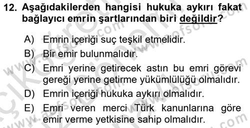 Ceza Hukukuna Giriş Dersi 2021 - 2022 Yılı (Final) Dönem Sonu Sınav Soruları 12. Soru