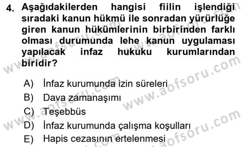 Ceza Hukukuna Giriş Dersi 2021 - 2022 Yılı (Final) Dönem Sonu Sınav Soruları 4. Soru