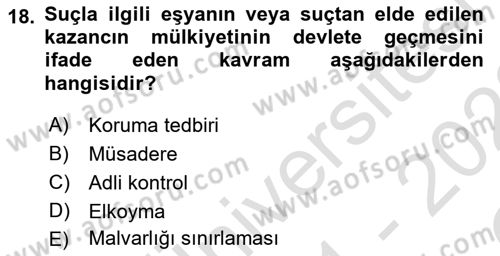 Ceza Hukukuna Giriş Dersi 2021 - 2022 Yılı Yaz Okulu Sınav Soruları 18. Soru