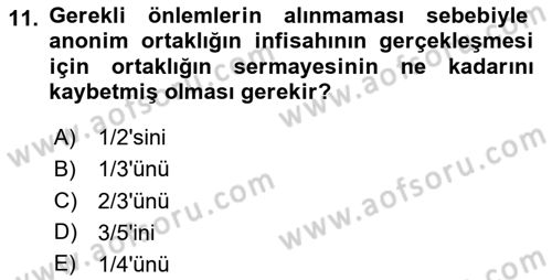 Ticaret Hukukuna Giriş Dersi 2020 - 2021 Yılı Yaz Okulu Sınav Soruları 11. Soru