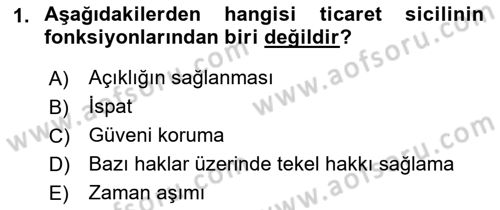 Ticaret Hukukuna Giriş Dersi 2021 - 2022 Yılı (Vize) Ara Sınav Soruları 1. Soru