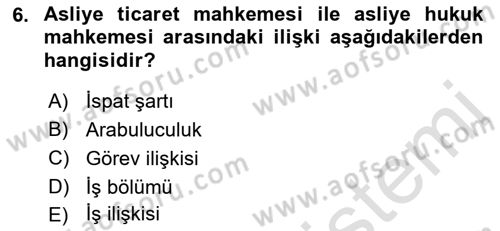 Ticaret Hukukuna Giriş Dersi 2021 - 2022 Yılı (Vize) Ara Sınav Soruları 6. Soru