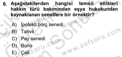 Ticaret Hukukuna Giriş Dersi 2021 - 2022 Yılı (Final) Dönem Sonu Sınav Soruları 6. Soru