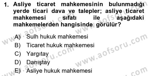 Ticaret Hukukuna Giriş Dersi 2022 - 2023 Yılı Yaz Okulu Sınav Soruları 1. Soru