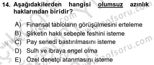 Ticaret Hukukuna Giriş Dersi 2022 - 2023 Yılı Yaz Okulu Sınav Soruları 14. Soru