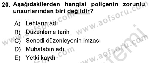 Ticaret Hukukuna Giriş Dersi 2022 - 2023 Yılı Yaz Okulu Sınav Soruları 20. Soru
