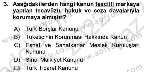 Ticaret Hukukuna Giriş Dersi 2022 - 2023 Yılı Yaz Okulu Sınav Soruları 3. Soru