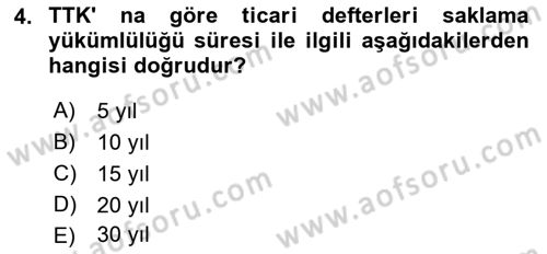 Ticaret Hukukuna Giriş Dersi 2022 - 2023 Yılı Yaz Okulu Sınav Soruları 4. Soru