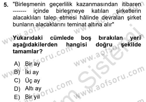 Ticaret Hukukuna Giriş Dersi 2022 - 2023 Yılı Yaz Okulu Sınav Soruları 5. Soru