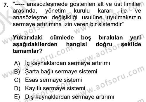Ticaret Hukukuna Giriş Dersi 2022 - 2023 Yılı Yaz Okulu Sınav Soruları 7. Soru