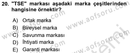Ticaret Hukukuna Giriş Dersi 2023 - 2024 Yılı (Vize) Ara Sınav Soruları 20. Soru