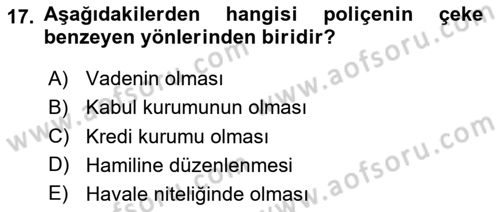 Ticaret Hukukuna Giriş Dersi 2023 - 2024 Yılı (Final) Dönem Sonu Sınavı 17. Soru