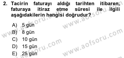 Ticaret Hukukuna Giriş Dersi 2023 - 2024 Yılı (Final) Dönem Sonu Sınavı 2. Soru