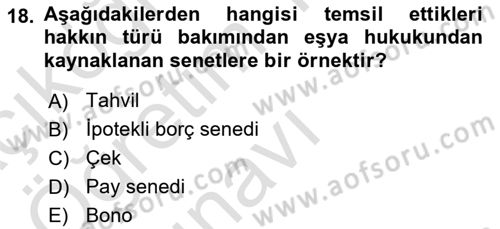 Ticaret Hukukuna Giriş Dersi 2023 - 2024 Yılı Yaz Okulu Sınav Soruları 18. Soru
