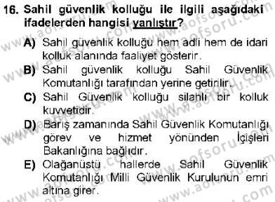 Özel Güvenlik Hukuku 1 Dersi Ara Sınavı Deneme Sınav Soruları 16. Soru