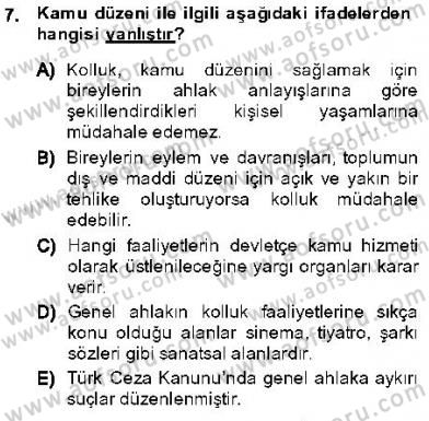 Özel Güvenlik Hukuku 1 Dersi Ara Sınavı Deneme Sınav Soruları 7. Soru