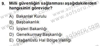 Özel Güvenlik Hukuku 1 Dersi 2014 - 2015 Yılı (Vize) Ara Sınav Soruları 9. Soru