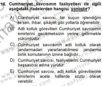 Özel Güvenlik Hukuku 1 Dersi Ara Sınavı Deneme Sınav Soruları 16. Soru