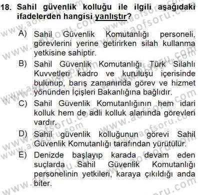 Özel Güvenlik Hukuku 1 Dersi Ara Sınavı Deneme Sınav Soruları 18. Soru
