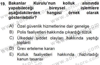 Özel Güvenlik Hukuku 1 Dersi Ara Sınavı Deneme Sınav Soruları 19. Soru