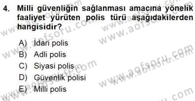 Özel Güvenlik Hukuku 1 Dersi Ara Sınavı Deneme Sınav Soruları 4. Soru