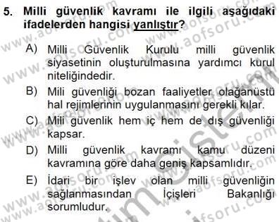 Özel Güvenlik Hukuku 1 Dersi Ara Sınavı Deneme Sınav Soruları 5. Soru