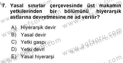 Özel Güvenlik Hukuku 1 Dersi 2015 - 2016 Yılı (Final) Dönem Sonu Sınav Soruları 7. Soru