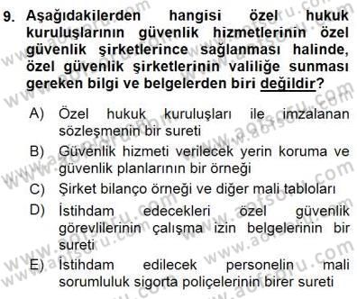 Özel Güvenlik Hukuku 1 Dersi 2015 - 2016 Yılı (Final) Dönem Sonu Sınav Soruları 9. Soru