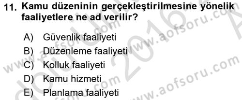 Özel Güvenlik Hukuku 1 Dersi Ara Sınavı Deneme Sınav Soruları 11. Soru