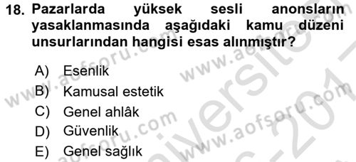 Özel Güvenlik Hukuku 1 Dersi 2016 - 2017 Yılı (Vize) Ara Sınav Soruları 18. Soru