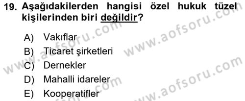 Özel Güvenlik Hukuku 1 Dersi 2016 - 2017 Yılı (Vize) Ara Sınav Soruları 19. Soru