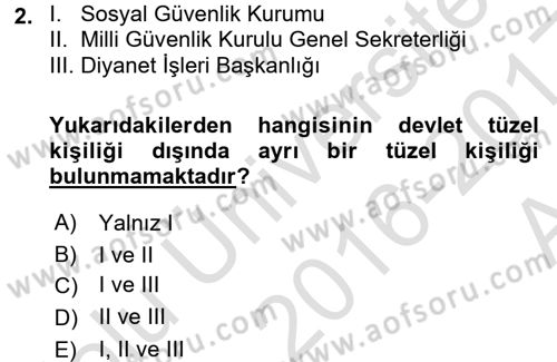 Özel Güvenlik Hukuku 1 Dersi 2016 - 2017 Yılı (Vize) Ara Sınav Soruları 2. Soru