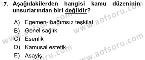 Özel Güvenlik Hukuku 1 Dersi 2016 - 2017 Yılı (Final) Dönem Sonu Sınav Soruları 7. Soru