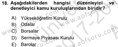 Özel Güvenlik Hukuku 1 Dersi Ara Sınavı Deneme Sınav Soruları 18. Soru