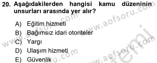 Özel Güvenlik Hukuku 1 Dersi Ara Sınavı Deneme Sınav Soruları 20. Soru
