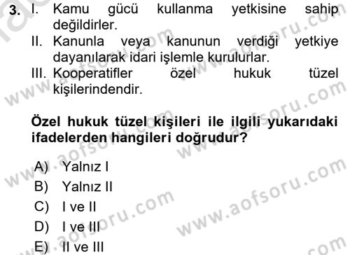 Özel Güvenlik Hukuku 1 Dersi Ara Sınavı Deneme Sınav Soruları 3. Soru
