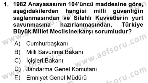 Özel Güvenlik Hukuku 1 Dersi 2020 - 2021 Yılı Yaz Okulu Sınav Soruları 1. Soru