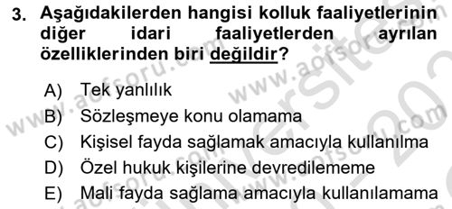 Özel Güvenlik Hukuku 1 Dersi 2020 - 2021 Yılı Yaz Okulu Sınav Soruları 3. Soru