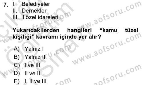 Özel Güvenlik Hukuku 1 Dersi 2020 - 2021 Yılı Yaz Okulu Sınav Soruları 7. Soru