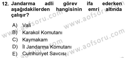 Özel Güvenlik Hukuku 1 Dersi Ara Sınavı Deneme Sınav Soruları 12. Soru
