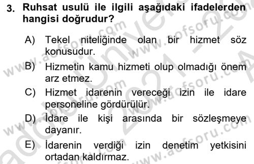 Özel Güvenlik Hukuku 1 Dersi Ara Sınavı Deneme Sınav Soruları 3. Soru