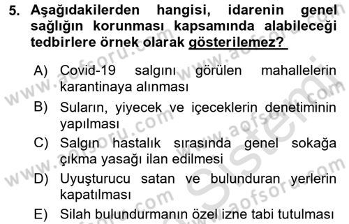 Özel Güvenlik Hukuku 1 Dersi Ara Sınavı Deneme Sınav Soruları 5. Soru