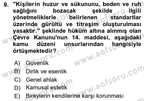Özel Güvenlik Hukuku 1 Dersi 2021 - 2022 Yılı (Vize) Ara Sınav Soruları 9. Soru