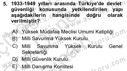 Özel Güvenlik Hukuku 1 Dersi 2021 - 2022 Yılı (Final) Dönem Sonu Sınav Soruları 5. Soru