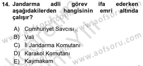 Özel Güvenlik Hukuku 1 Dersi 2021 - 2022 Yılı Yaz Okulu Sınav Soruları 14. Soru