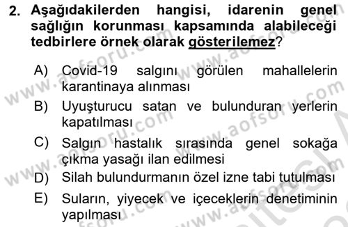 Özel Güvenlik Hukuku 1 Dersi 2021 - 2022 Yılı Yaz Okulu Sınav Soruları 2. Soru