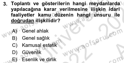 Özel Güvenlik Hukuku 1 Dersi 2022 - 2023 Yılı (Vize) Ara Sınav Soruları 3. Soru