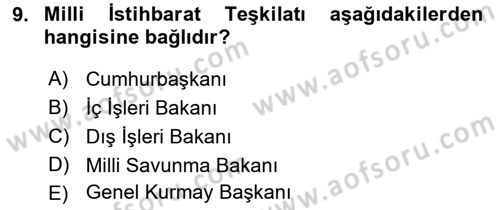Özel Güvenlik Hukuku 1 Dersi 2022 - 2023 Yılı (Vize) Ara Sınav Soruları 9. Soru
